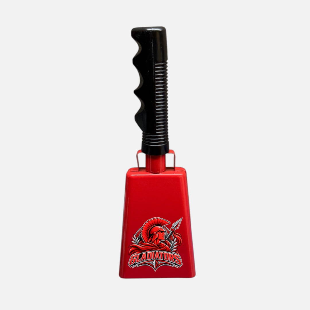 Gladiator - Red Spirit Cowbell - School Logo UV Printed Noise Maker