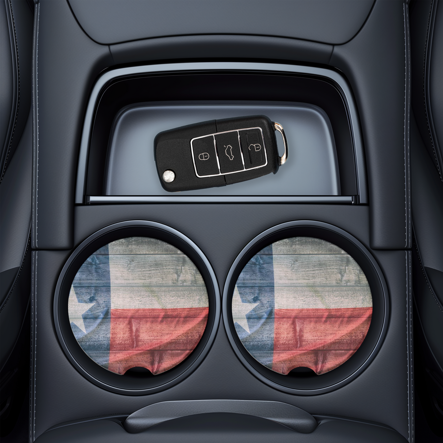 UV Printed Ceramic Car Coaster - Texas Flag Desing | Patriotic Auto Accessory