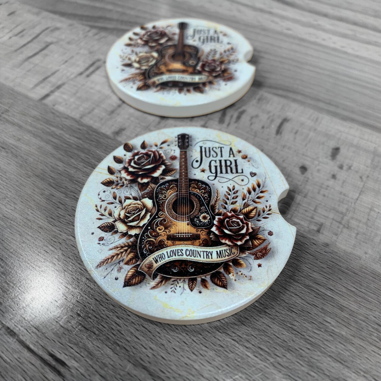Just a Girl - Car Coaster - Absorbent & Decorative Cup Holder Inserts for Vehicles