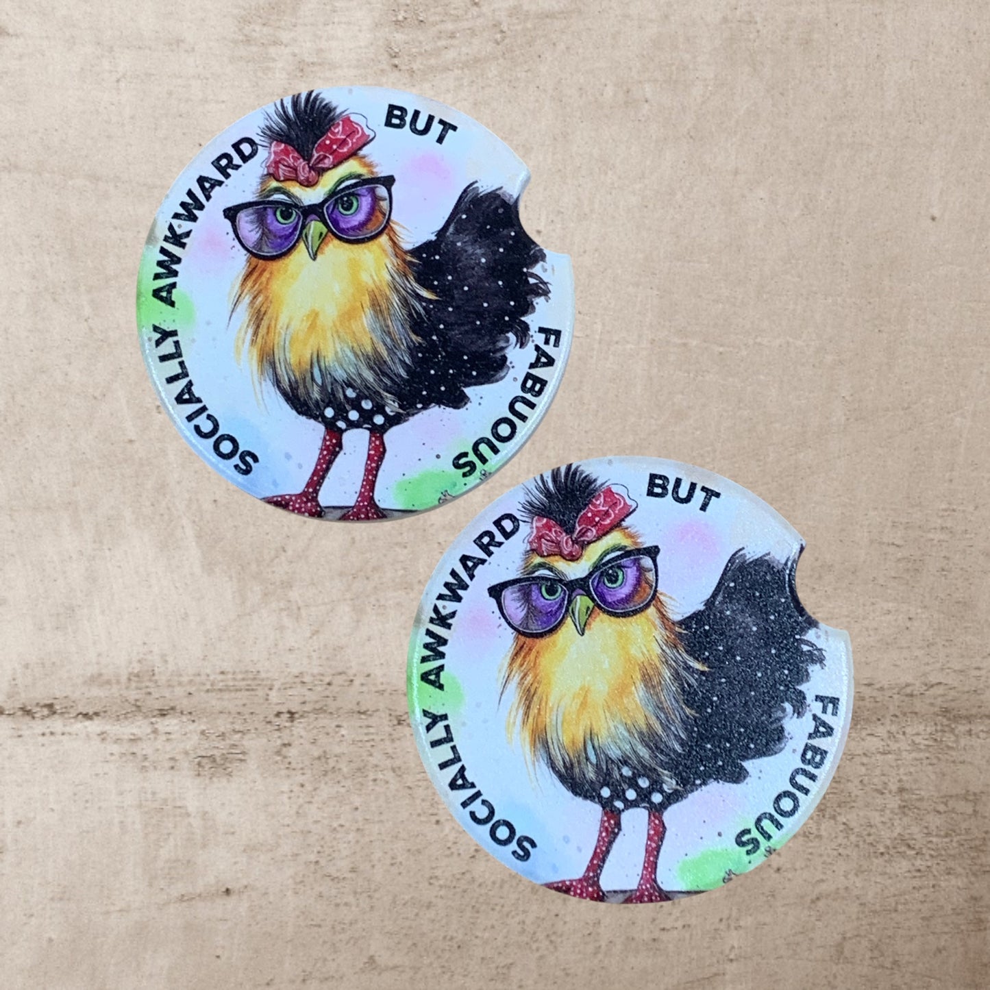 Socially Awkward but Fabulous - Ceramic Car Coaster Set (2-Pack)