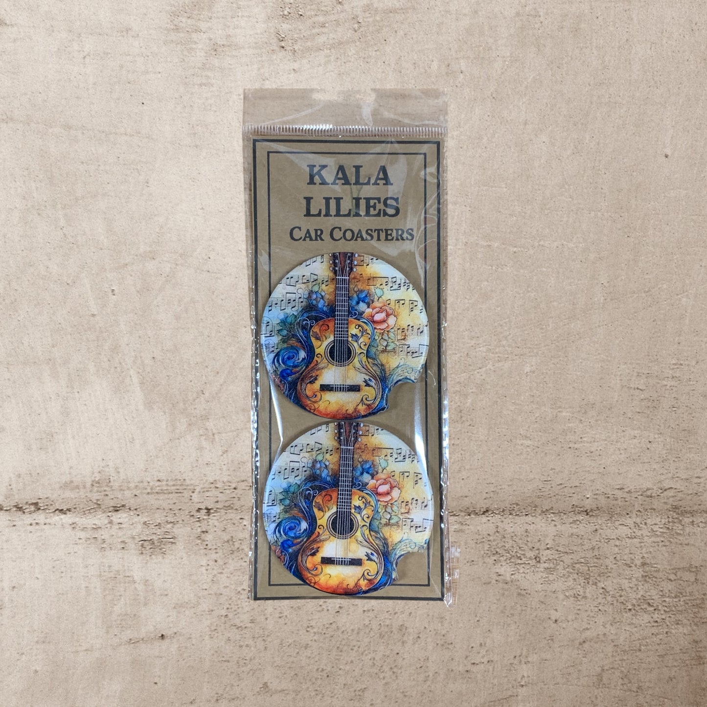 Country Guitar Car Coaster – “Just a Girl Who Loves Country Music” UV Printed Ceramic Cup Holder Insert