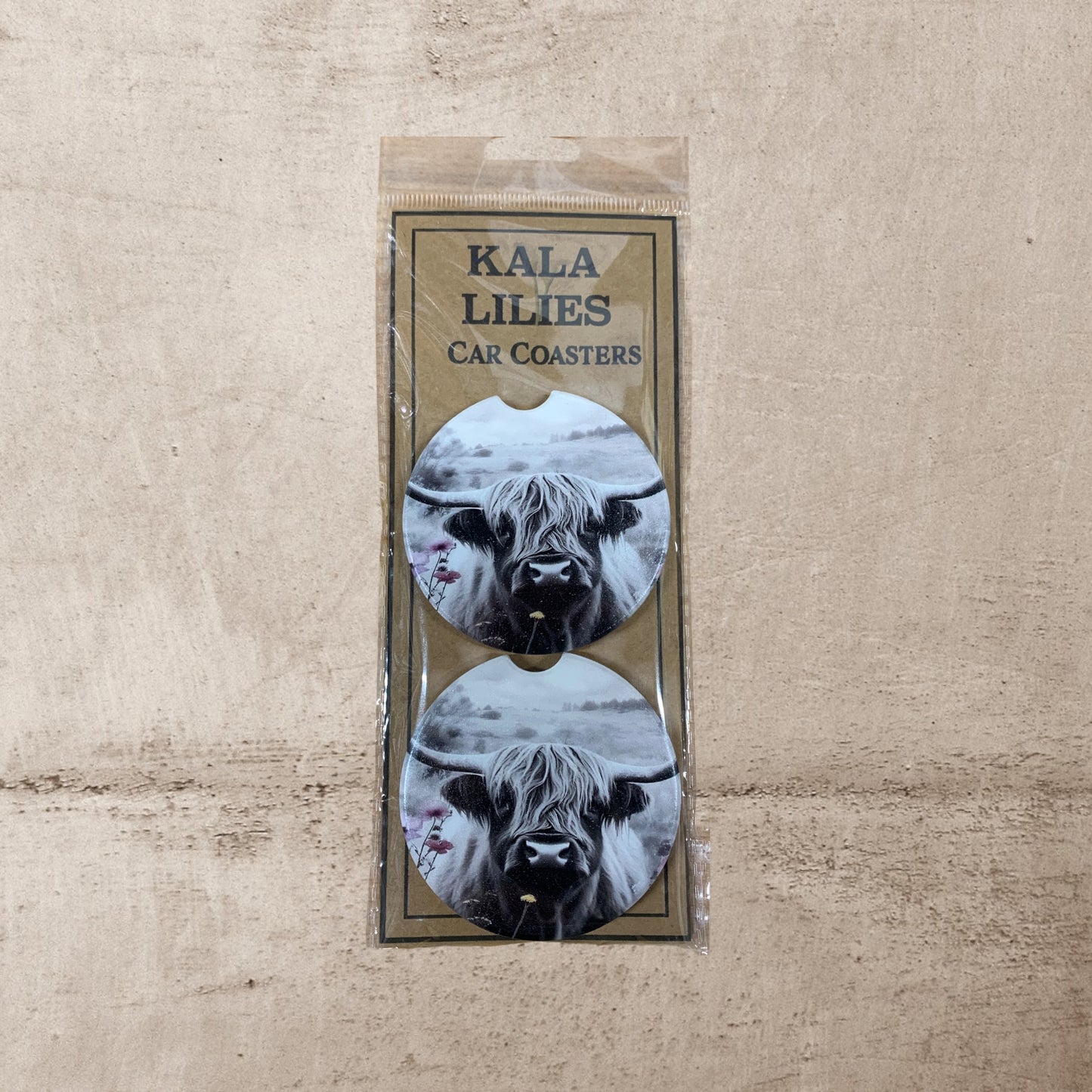 Highland Cow Car Cup Holder Coaster –UV Printed Ceramic Car Coaters