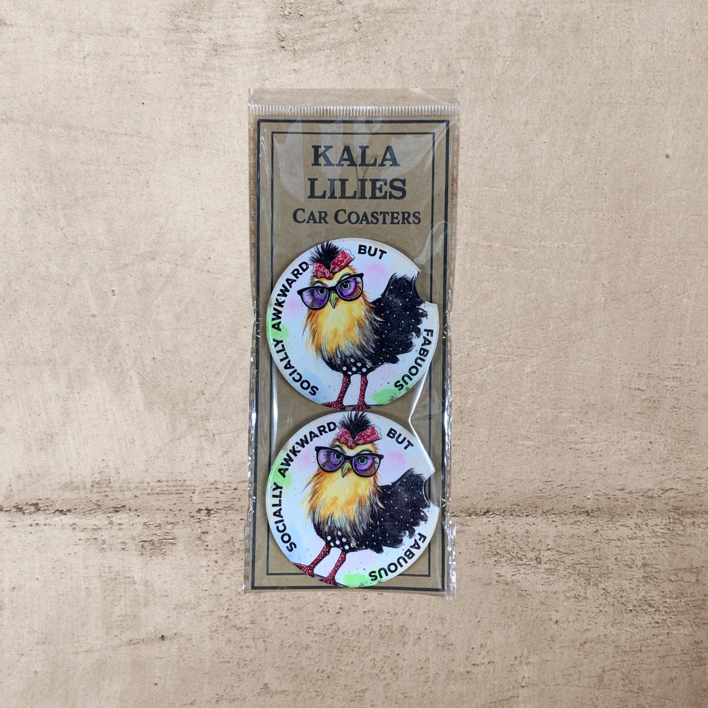 Socially Awkward but Fabulous - Ceramic Car Coaster Set (2-Pack)