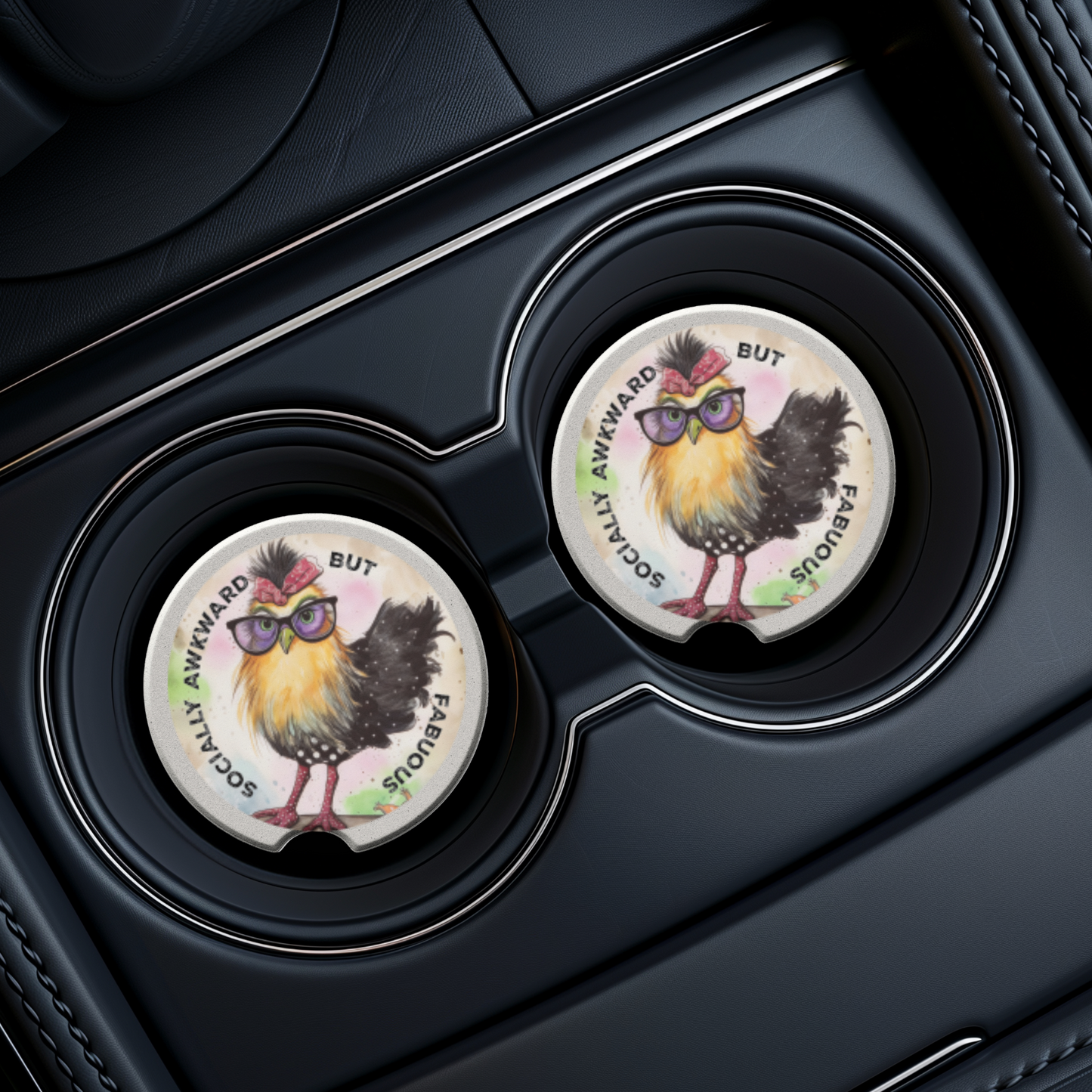 Socially Awkward but Fabulous - Ceramic Car Coaster Set (2-Pack)