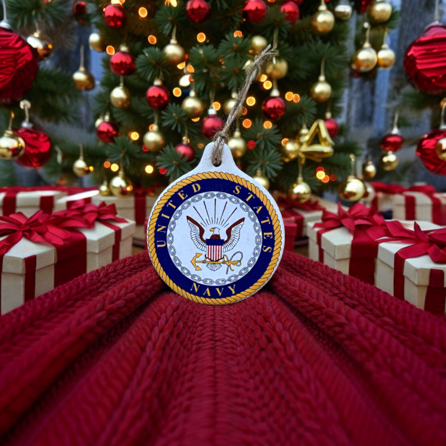 Premium Ceramic Military Ornament - U.S. Navy & U.S. Army Honor Keepsake for Veterans and Patriots