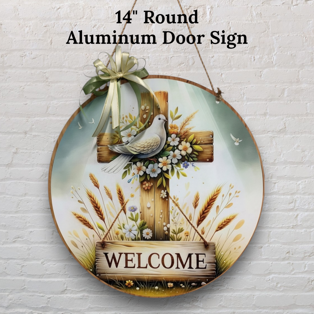 Rustic Cross & Dove Welcome