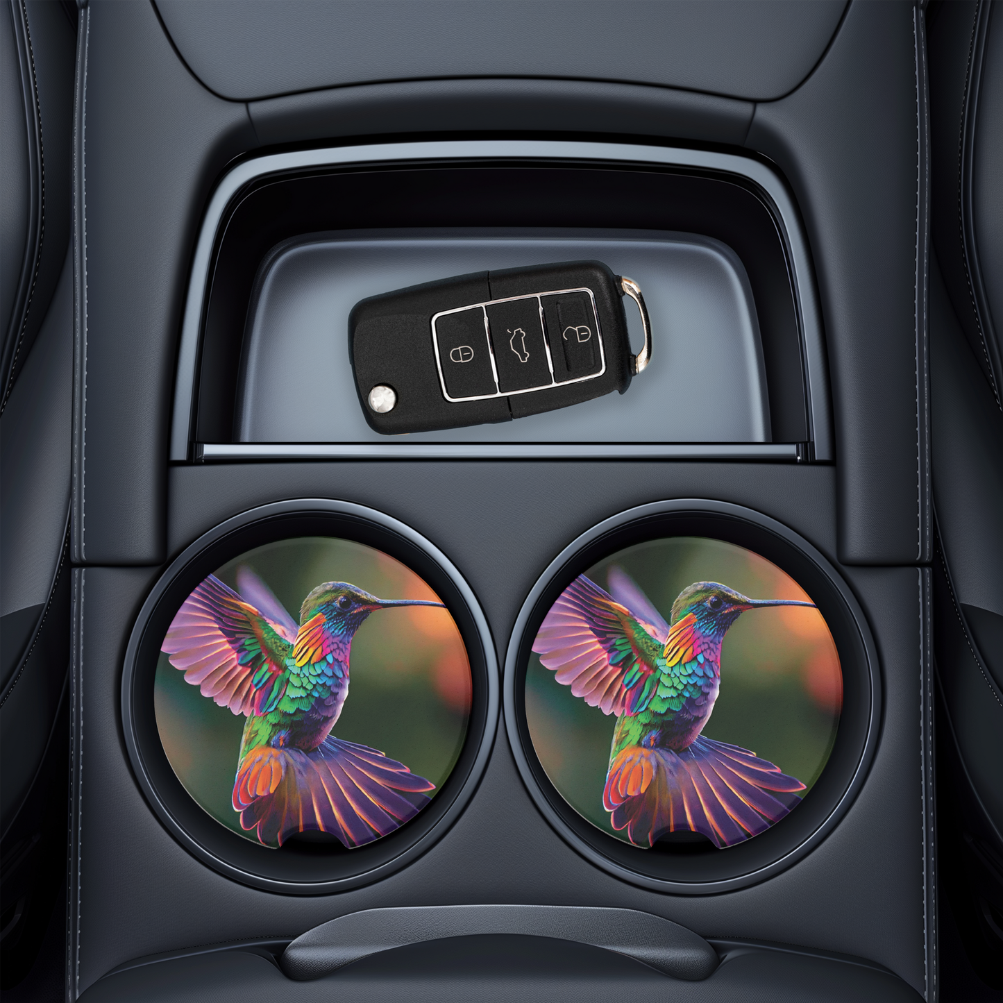 Colorful Hummingbird UV Printed Ceramic Car Coaster