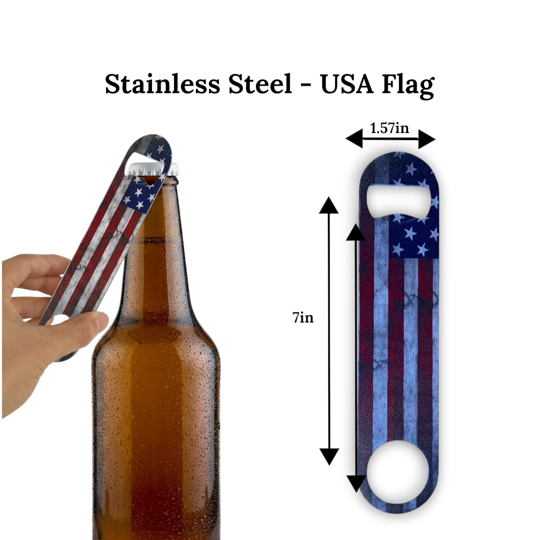 UV Printed 7" Stainless Steel Bottle Opener - American Flag Design | Patriotic USA Bar Tool | Durable Metal Bottle Opener