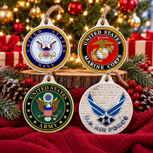 Premium Ceramic Military Ornament - U.S. Navy & U.S. Army Honor Keepsake for Veterans and Patriots