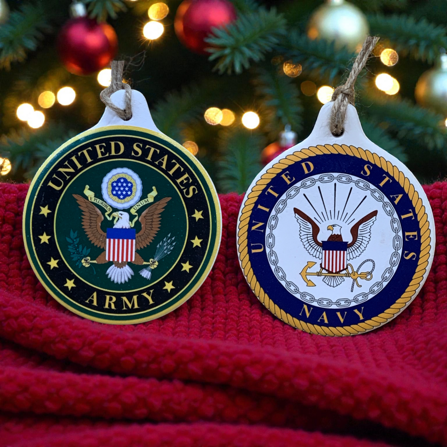 Premium Ceramic Military Ornament - U.S. Navy & U.S. Army Honor Keepsake for Veterans and Patriots