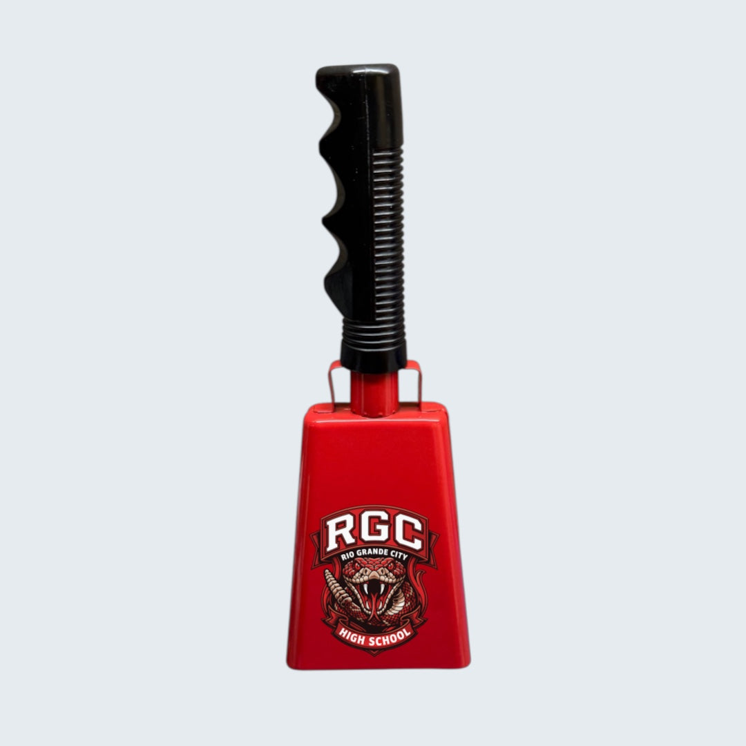 Rattler - Red Spirit Cowbell - School Logo UV Printed Noise Maker