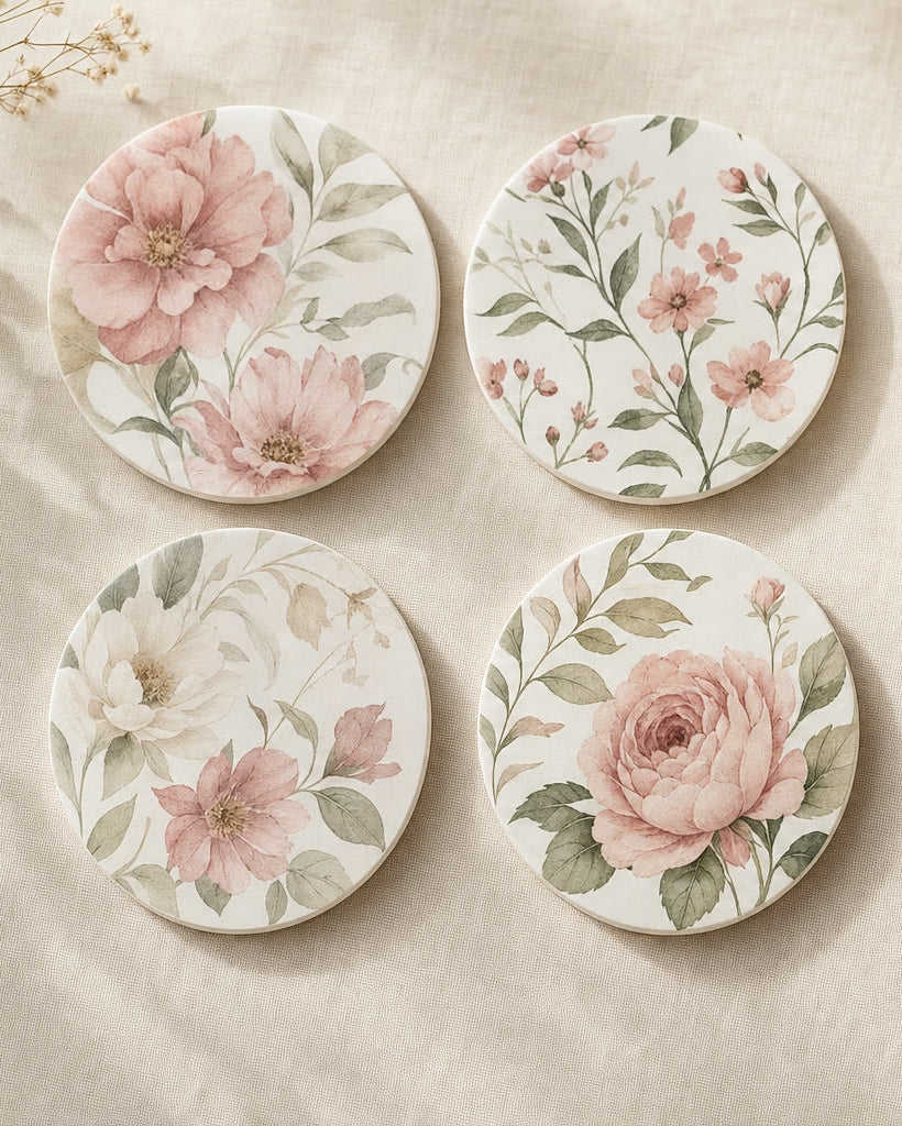 Hand-pressed sandstone car coasters