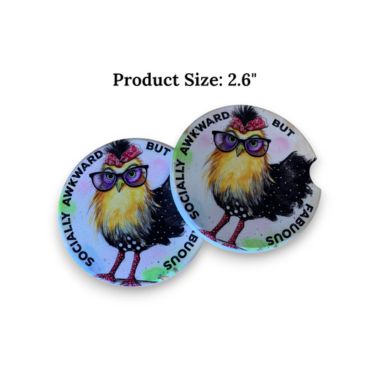 Socially Awkward but Fabulous - Ceramic Car Coaster Set (2-Pack)