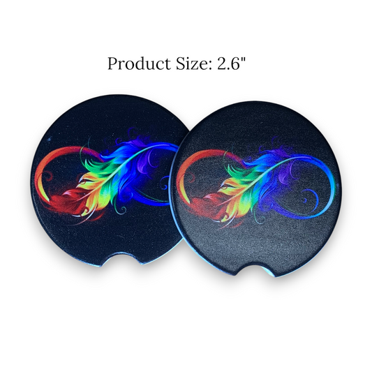 Vibrant Infinity Car Coaster - UV Printed Ceramic Cup Holder Coaster with Black Background