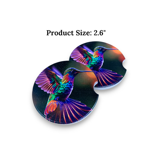 Colorful Hummingbird UV Printed Ceramic Car Coaster